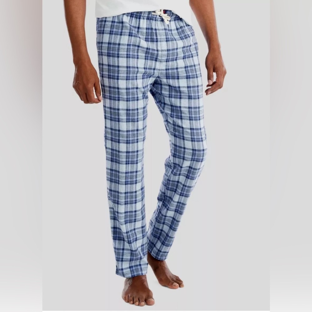 johnnie-O Keller Pajama Pants Laguna Blue Size XL, Cotton Check, Sleepwear